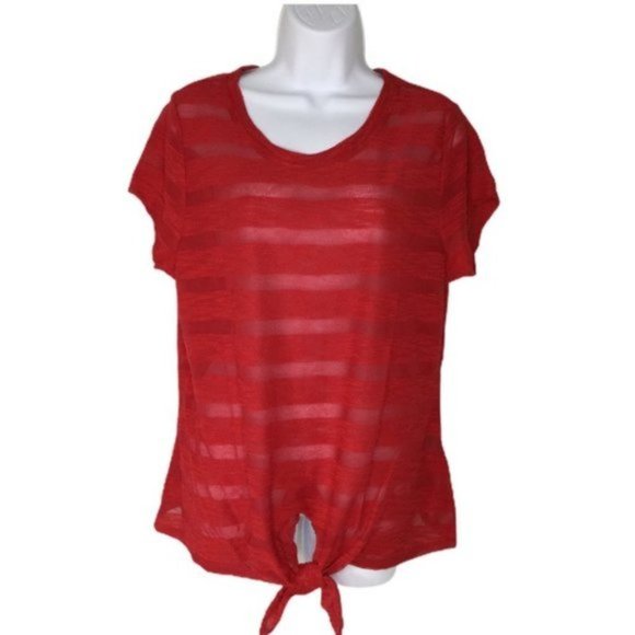 INC Tie Front Semi-Sheer Striped Top NWT Sz L - Picture 10 of 10